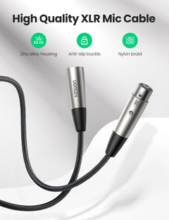 UGREEN XLR to XLR Mic Audio Cable Male to Female Microphone Extension Lead 3-Pin Neutrik XLR Balanced Audio Extender Cord